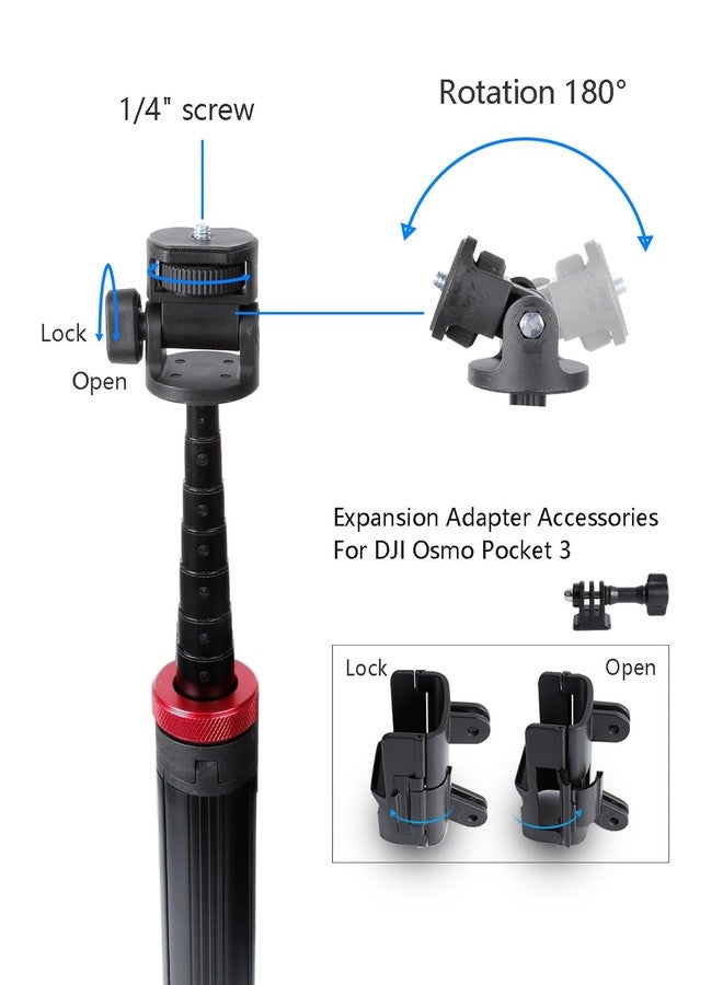 Leenconghui 80" Tripod & Selfie Stick for DJI Osmo Pocket 3，Expandable Selfie Stick Tripod Accessory for DJI Osmo Pocket3 - Image 2